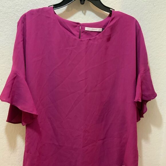 Three Eighty  two top with ruffle Short Sleeve Top Size Medium - Picture 2 of 8